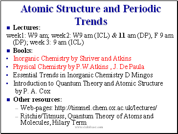 Atomic Structure and Periodic Trends