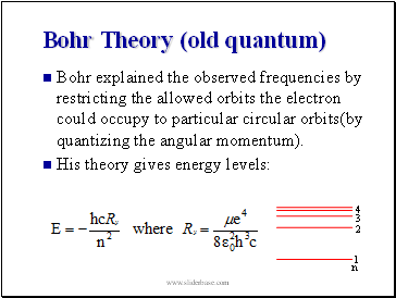 Bohr Theory (old quantum)