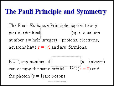 The Pauli Principle and Symmetry