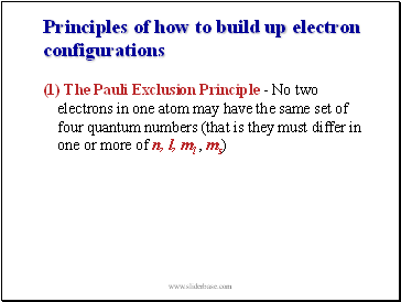 Principles of how to build up electron configurations