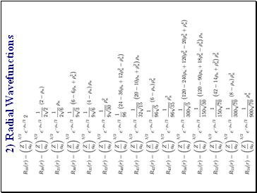 2) Radial Wavefunctions