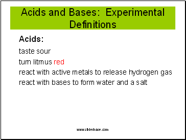 Acids and Bases.  Experimental Definitions