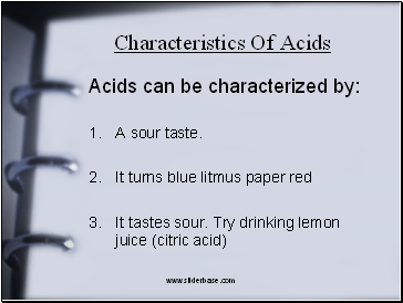 Characteristics Of Acids