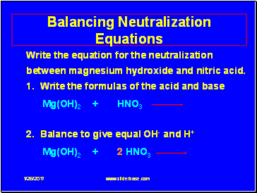 Balancing Neutralization Equations