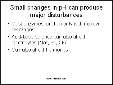 Small changes in pH can produce major disturbances