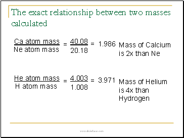 The exact relationship between two masses calculated