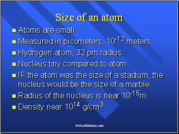 Size of an atom