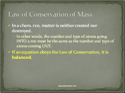 Law of Conservation of Mass