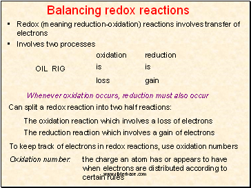 Balancing redox reactions