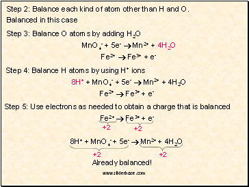 Step 2: Balance each kind of atom other than H and O.