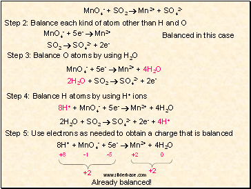 Step 2: Balance each kind of atom other than H and O