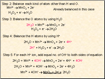 Step 2: Balance each kind of atom other than H and O.