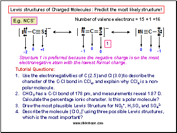 Lewis structures of Charged Molecules: Predict the most likely structure!