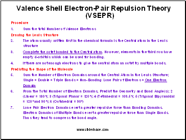 Valence Shell Electron-Pair Repulsion Theory (VSEPR)