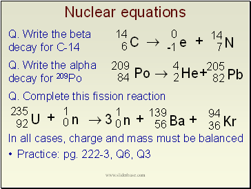 Nuclear equations