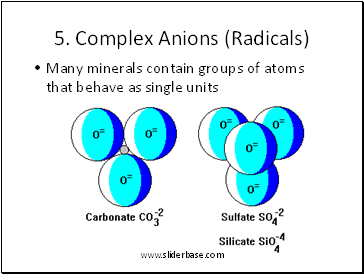 5. Complex Anions (Radicals)