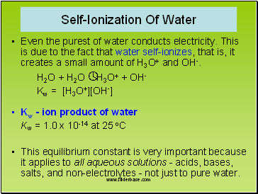 Self-Ionization Of Water