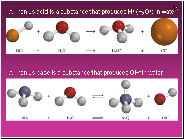 Arrhenius acid is a substance that produces H+ (H3O+) in water