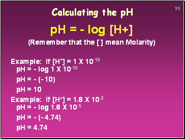Calculating the pH