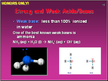 Weak base: less than 100% ionized in water
