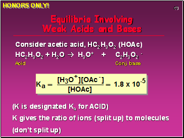 Equilibria Involving Weak Acids and Bases
