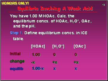 Equilibria Involving A Weak Acid