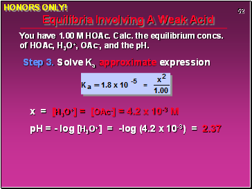 Equilibria Involving A Weak Acid