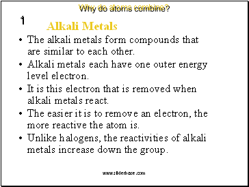 The alkali metals form compounds that are similar to each other.