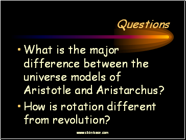 What is the major difference between the universe models of Aristotle and Aristarchus?