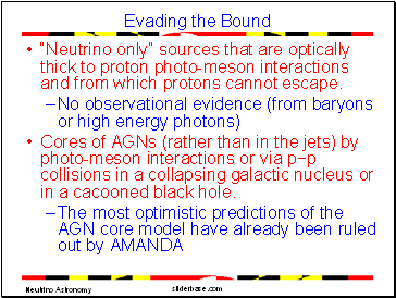 Evading the Bound Neutrino only sources that are optically thick to proton photo-meson interactions and from which protons cannot escape.