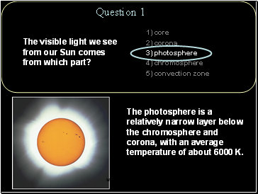 The visible light we see from our Sun comes from which part?