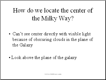 How do we locate the center of the Milky Way?