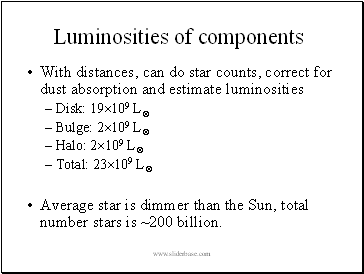 Luminosities of components