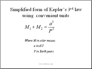 Simplified form of Keplers 3rd law using convenient units