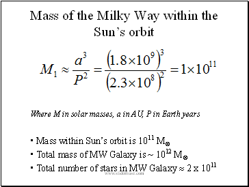 Mass of the Milky Way within the Suns orbit