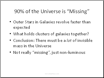90% of the Universe is Missing