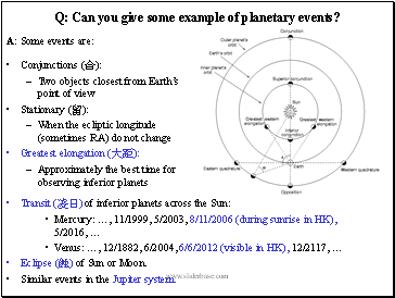 Q: Can you give some example of planetary events?