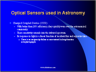 Optical Sensors used in Astronomy