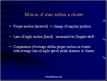 Motion of stars within a cluster
