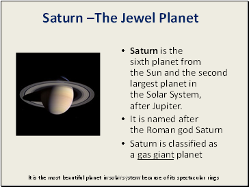 Saturn The Jewel Planet
