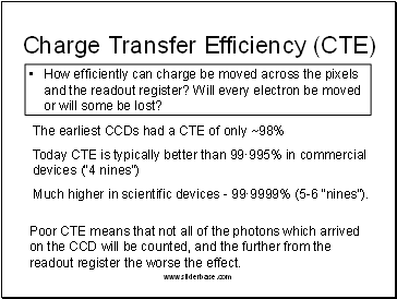 How efficiently can charge be moved across the pixels and the readout register? Will every electron be moved or will some be lost?