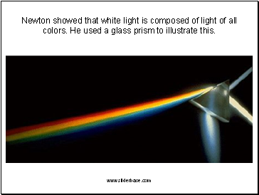 Newton showed that white light is composed of light of all colors. He used a glass prism to illustrate this.