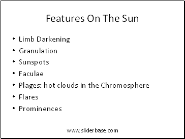 Features On The Sun