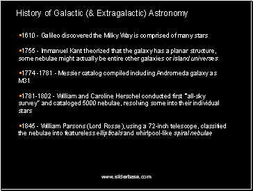 History of Galactic (& Extragalactic) Astronomy