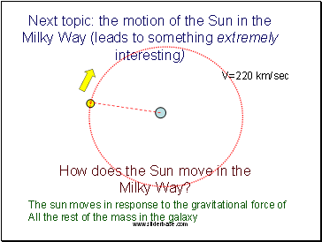 Next topic: the motion of the Sun in the Milky Way (leads to something extremely interesting)