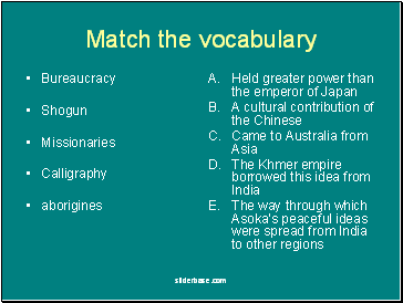 Match the vocabulary
