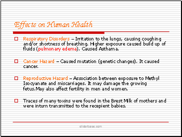 Effects on Human Health