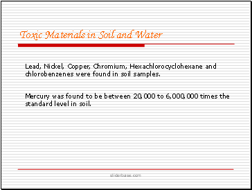 Toxic Materials in Soil and Water