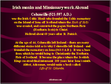 Irish monks and Missionary work Abroad