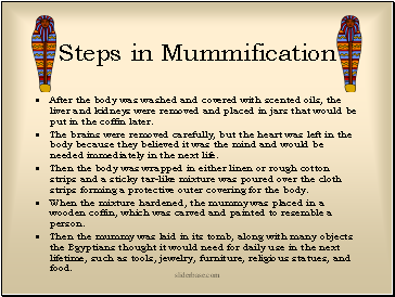 Steps in Mummification